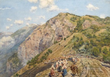 Pellegrinaggio Al Santuario Della Santissima Trinita Sul Monte Autore Enrico Coleman género Pinturas al óleo